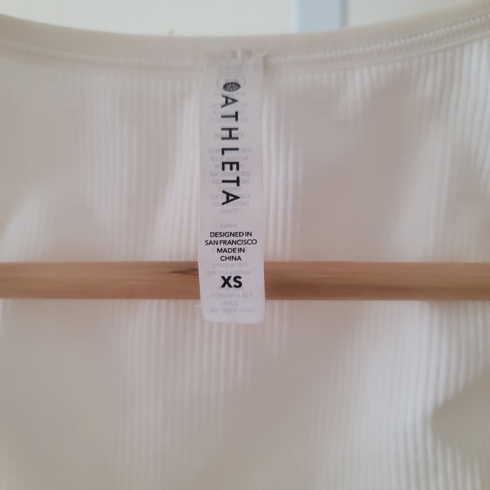 Athleta Seamless Cropped Ribbed White Sports Bra XS - Picture 6 of 8